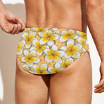 Frangipani Flower Pattern Print Men's Swim Briefs