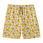 Frangipani Flower Pattern Print Men's Swim Trunks