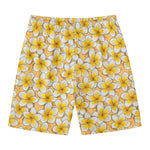 Frangipani Flower Pattern Print Men's Swim Trunks