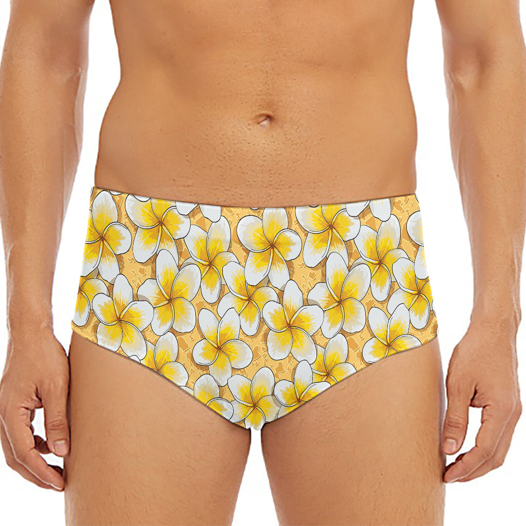 Frangipani Flower Pattern Print Men's Triangle Swim Briefs