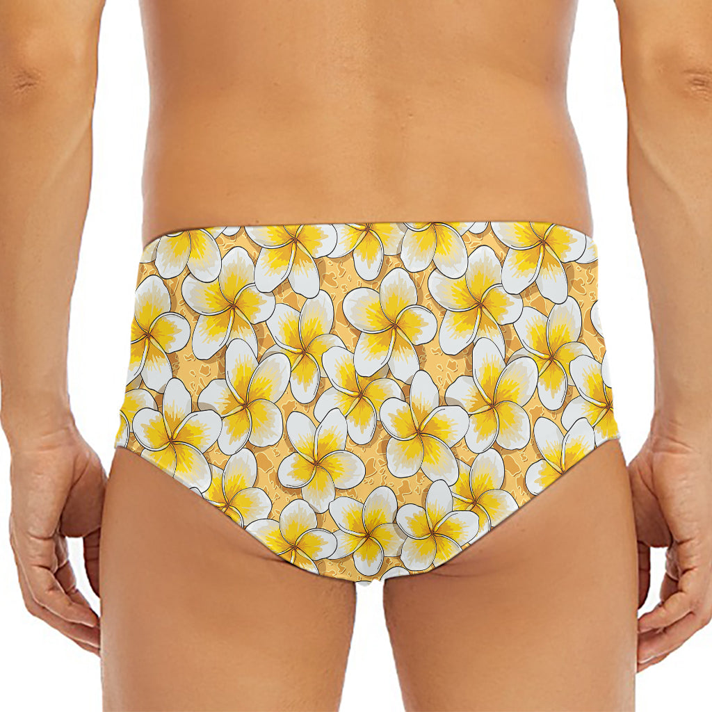 Frangipani Flower Pattern Print Men's Triangle Swim Briefs
