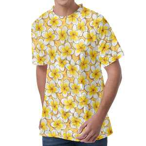 Frangipani Flower Pattern Print Men's Velvet T-Shirt