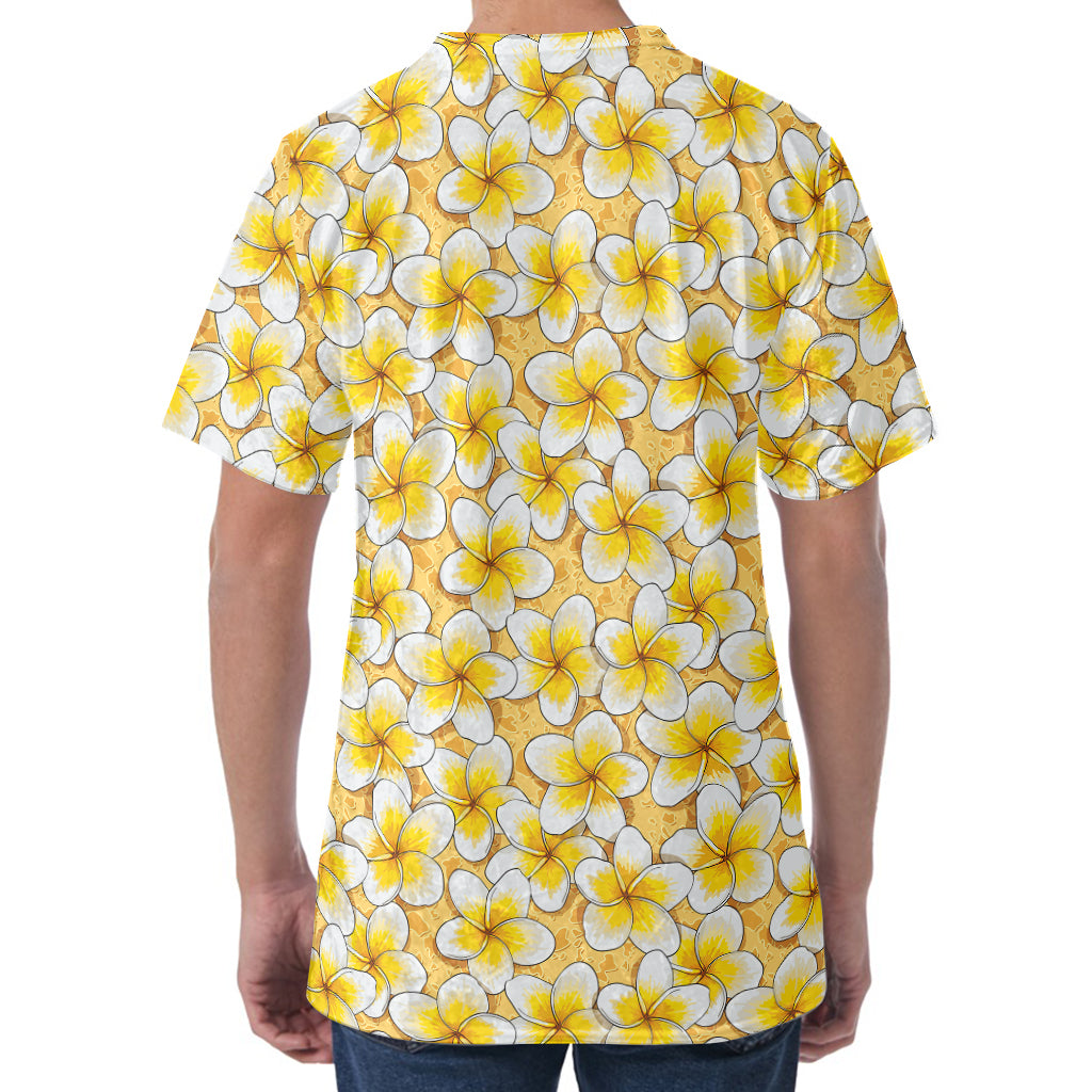 Frangipani Flower Pattern Print Men's Velvet T-Shirt