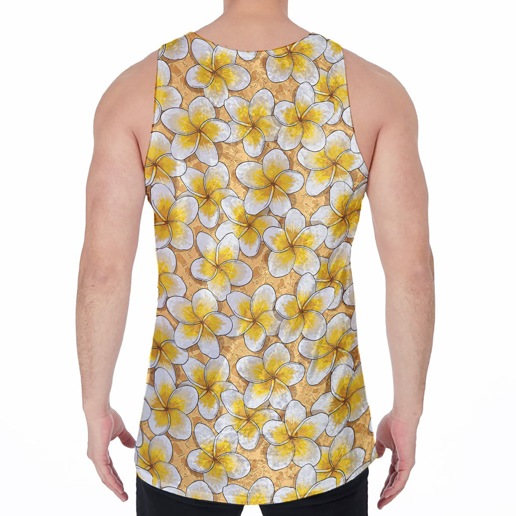 Frangipani Flower Pattern Print Men's Velvet Tank Top