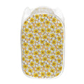 Frangipani Flower Pattern Print Mesh Laundry Hamper