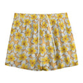 Frangipani Flower Pattern Print Mesh Shorts