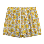 Frangipani Flower Pattern Print Mesh Shorts