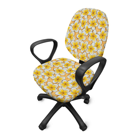 Frangipani Flower Pattern Print Office Chair Cover