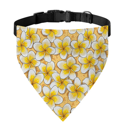 Frangipani Flower Pattern Print Over The Collar Dog Bandana