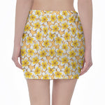 Frangipani Flower Pattern Print Pencil Mini Skirt