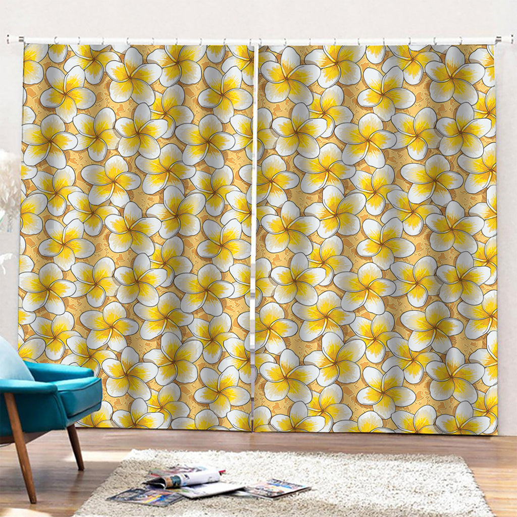 Frangipani Flower Pattern Print Pencil Pleat Curtains