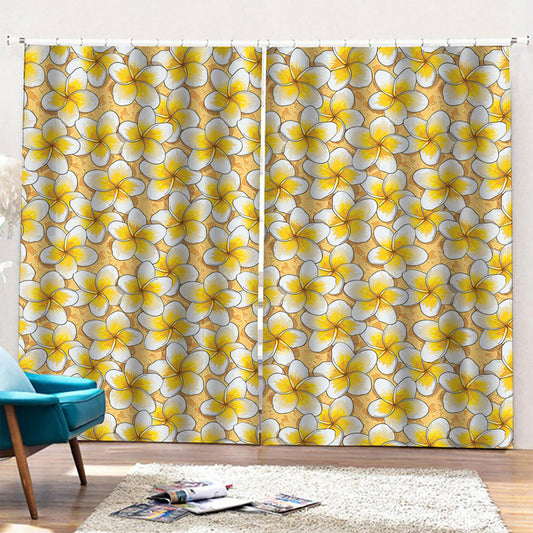 Frangipani Flower Pattern Print Pencil Pleat Curtains