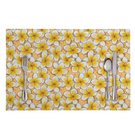 Frangipani Flower Pattern Print Placemat
