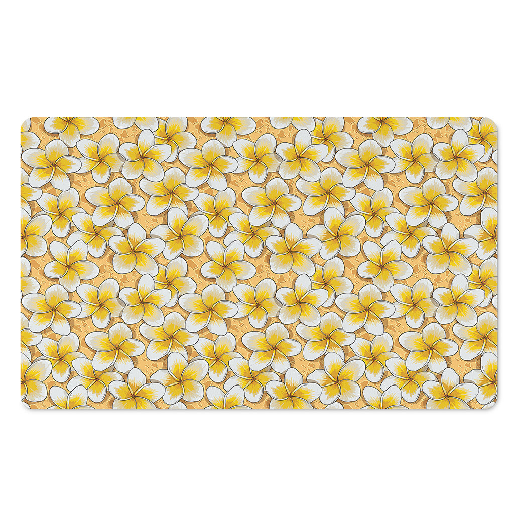 Frangipani Flower Pattern Print Polyester Doormat