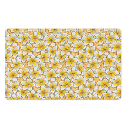 Frangipani Flower Pattern Print Polyester Doormat