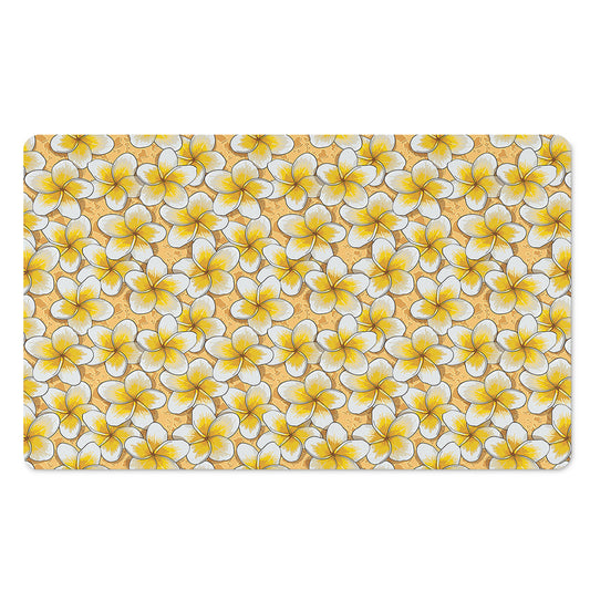 Frangipani Flower Pattern Print Polyester Doormat