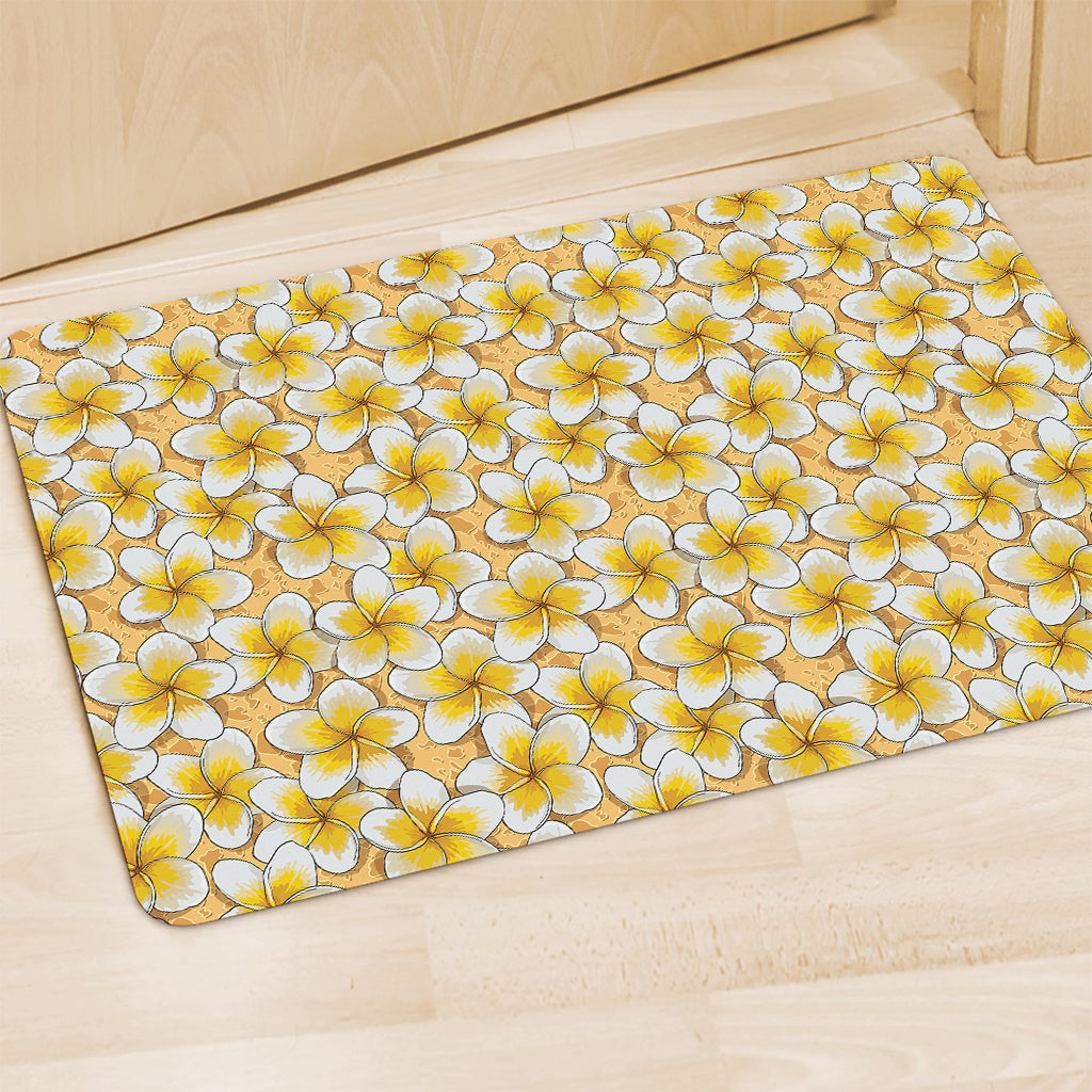 Frangipani Flower Pattern Print Polyester Doormat