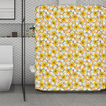 Frangipani Flower Pattern Print Polyester Shower Curtain