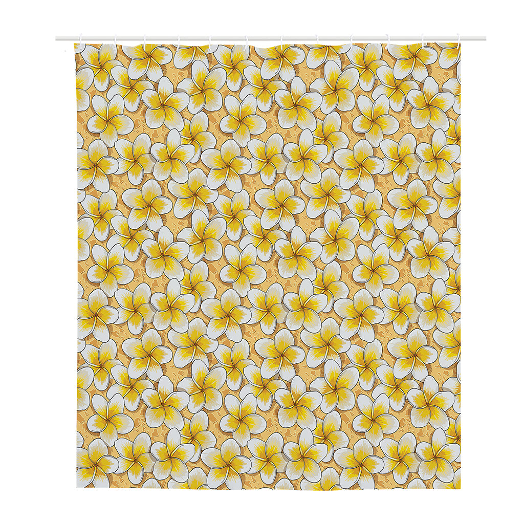 Frangipani Flower Pattern Print Polyester Shower Curtain