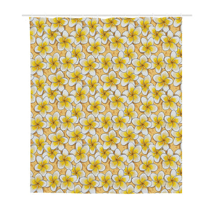 Frangipani Flower Pattern Print Polyester Shower Curtain
