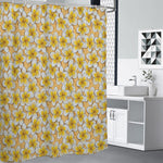 Frangipani Flower Pattern Print Premium Shower Curtain