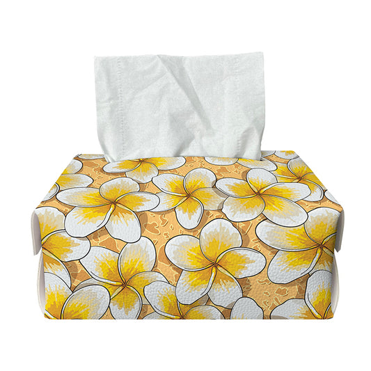 Frangipani Flower Pattern Print Rectangle Tissue Box Cover