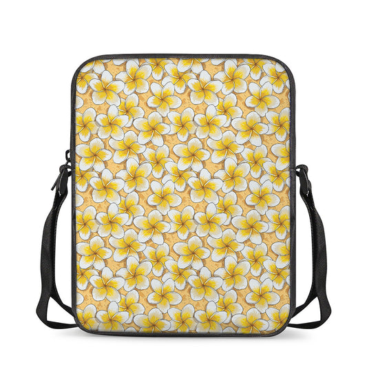 Frangipani Flower Pattern Print Rectangular Crossbody Bag