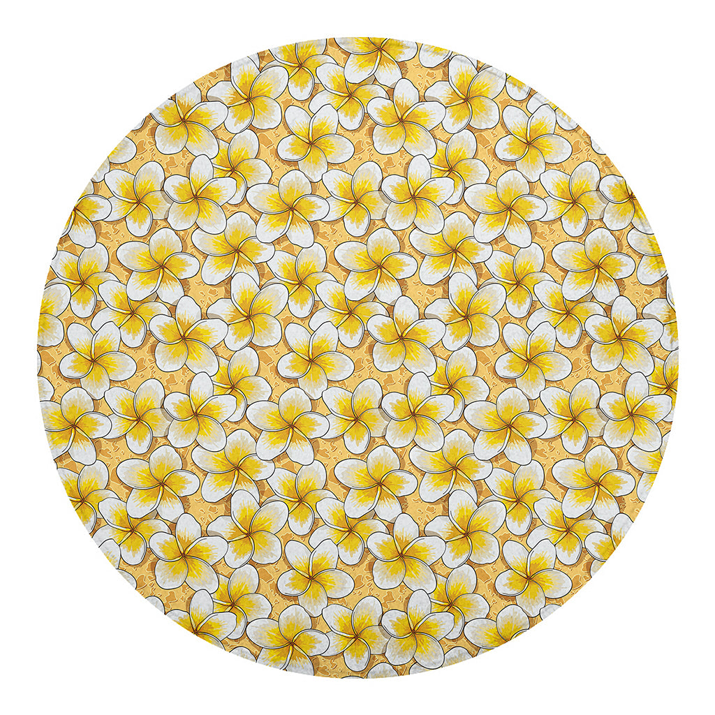 Frangipani Flower Pattern Print Round Blanket