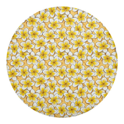 Frangipani Flower Pattern Print Round Blanket