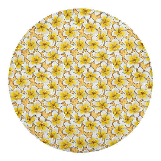 Frangipani Flower Pattern Print Round Blanket