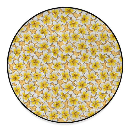 Frangipani Flower Pattern Print Round Floor Mat