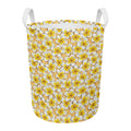 Frangipani Flower Pattern Print Round Laundry Basket