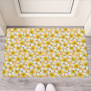 Frangipani Flower Pattern Print Rubber Doormat