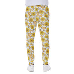 Frangipani Flower Pattern Print Scuba Joggers