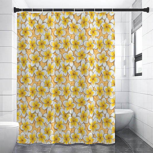 Frangipani Flower Pattern Print Shower Curtain