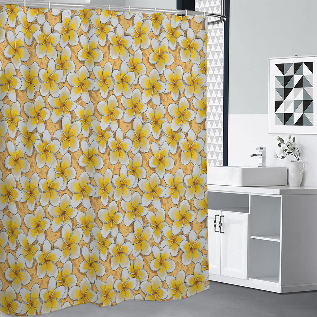 Frangipani Flower Pattern Print Shower Curtain