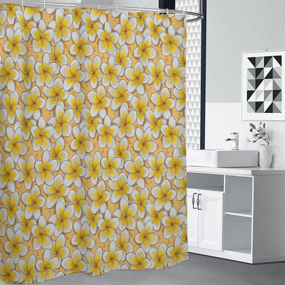 Frangipani Flower Pattern Print Shower Curtain