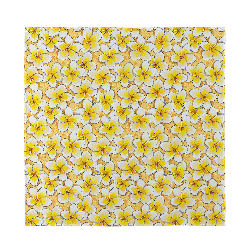 Frangipani Flower Pattern Print Silk Bandana