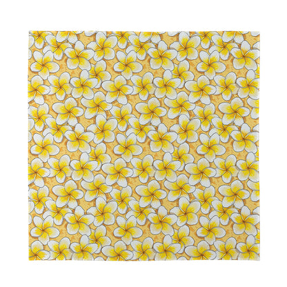 Frangipani Flower Pattern Print Silk Bandana