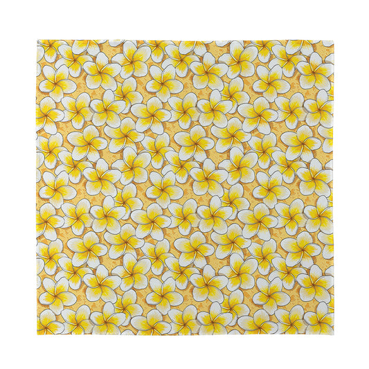 Frangipani Flower Pattern Print Silk Bandana