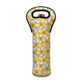 Frangipani Flower Pattern Print Single Neoprene Wine Tote