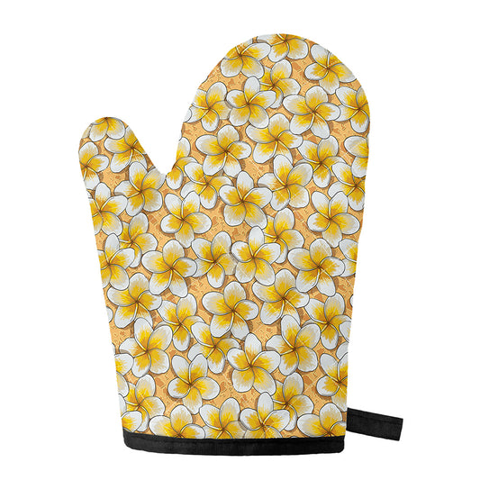 Frangipani Flower Pattern Print Single Oven Mitt