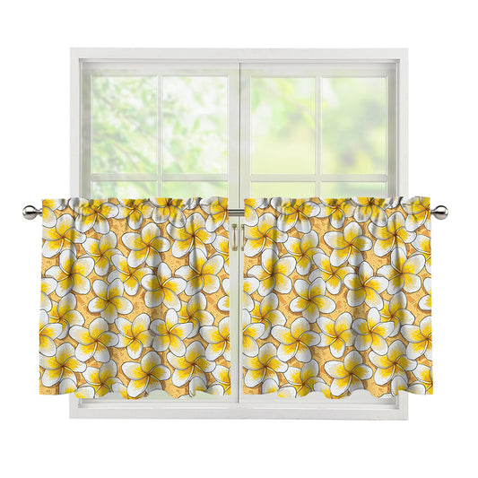 Frangipani Flower Pattern Print Tier Curtains