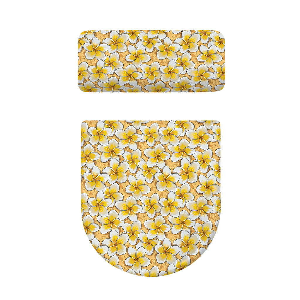 Frangipani Flower Pattern Print Toilet Lid And Tank Cover Set
