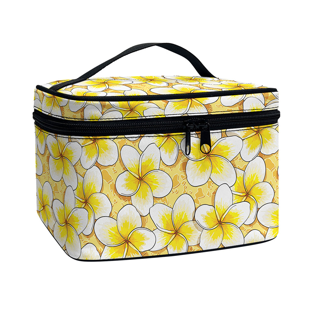Frangipani Flower Pattern Print Travel Makeup Bag