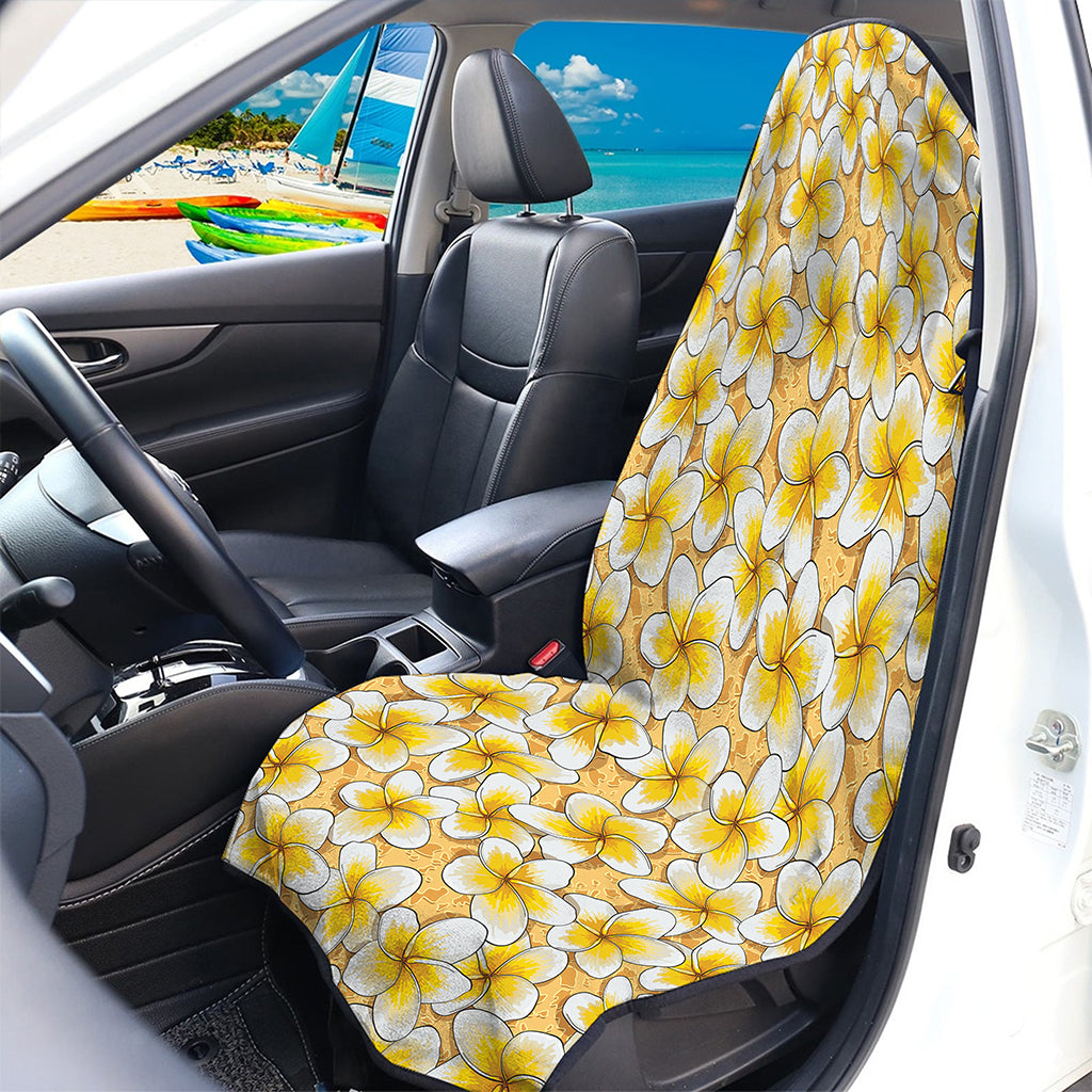 Frangipani Flower Pattern Print Waterproof Car Seat Cover