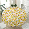 Frangipani Flower Pattern Print Waterproof Round Tablecloth