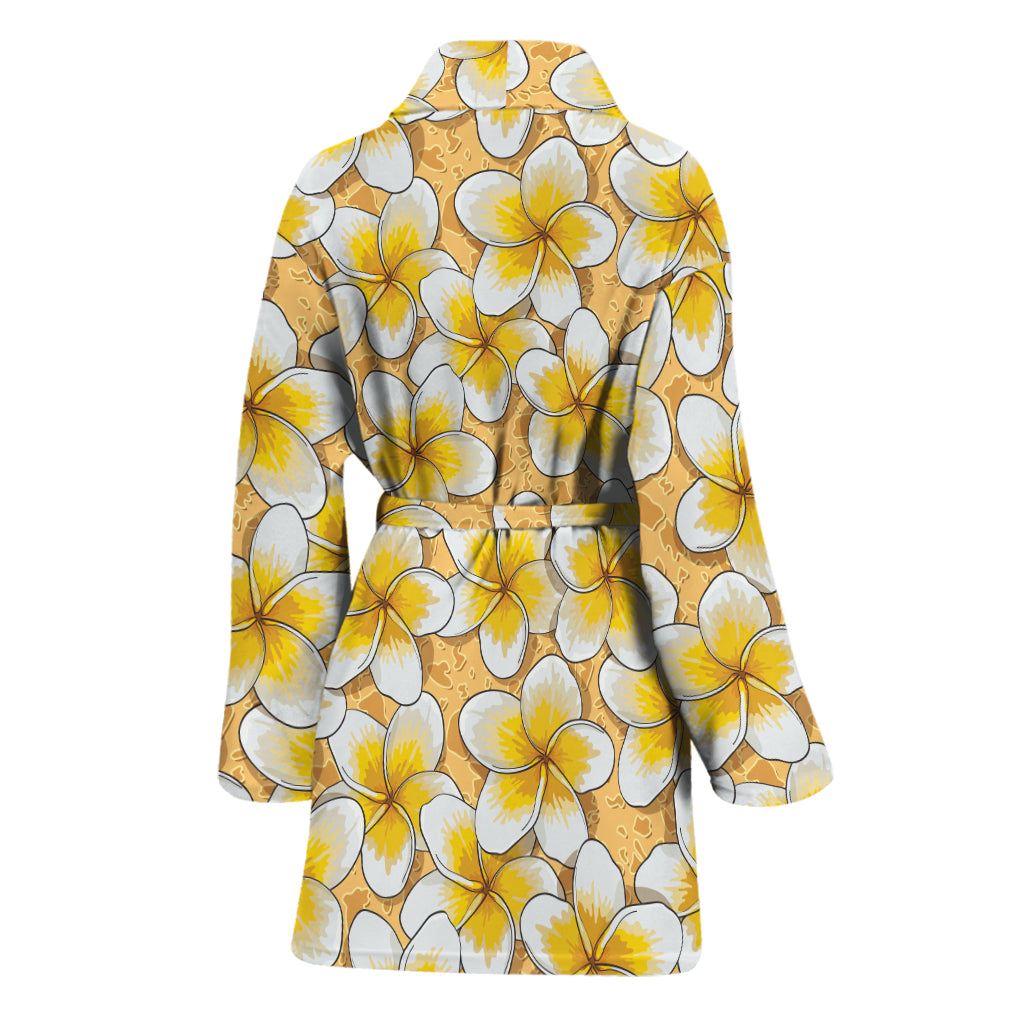 Frangipani Flower Pattern Print Women's Bathrobe