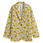 Frangipani Flower Pattern Print Women's Cotton Blazer