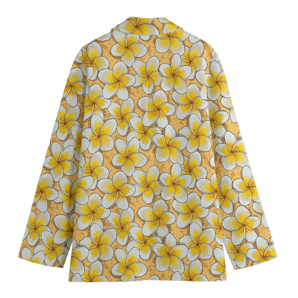 Frangipani Flower Pattern Print Women's Cotton Blazer
